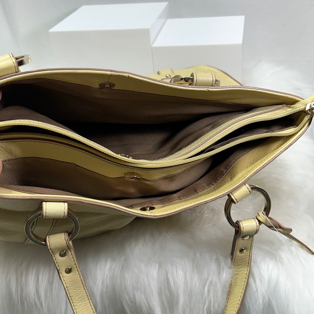 Etienne Aigner Cream Leather Tote Bag Shoulder Bag Gold Hardware - Picture 10 of 13